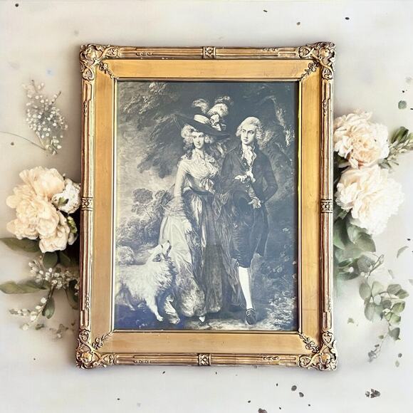Antique Fine Art Photogravure Print-1800s Framed The Morning Walk-T.Gainsborough - Picture 1 of 8